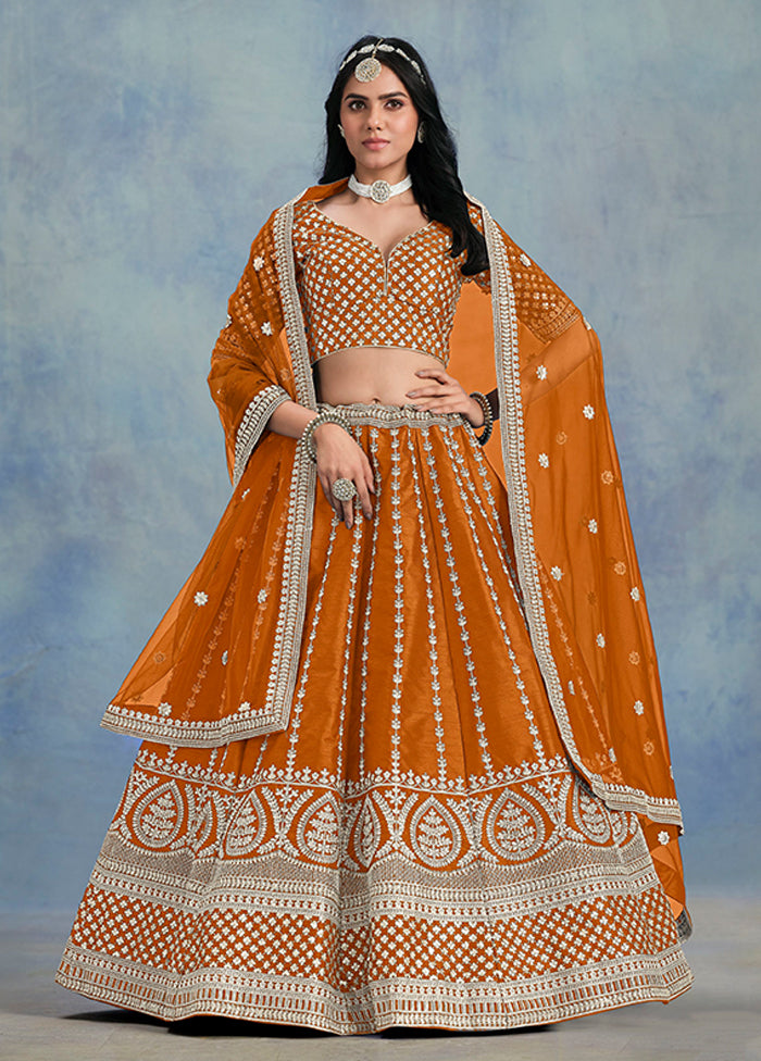 Yellow Blended Silk Lehenga Set