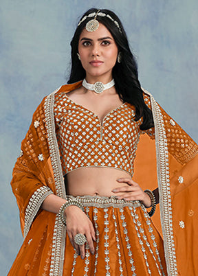 Yellow Blended Silk Lehenga Set