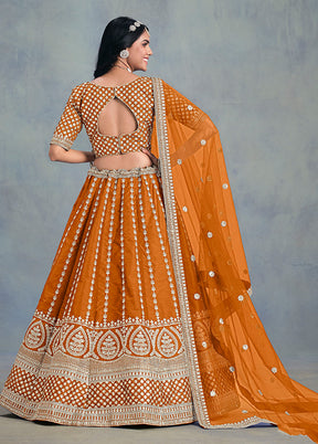 Yellow Blended Silk Lehenga Set