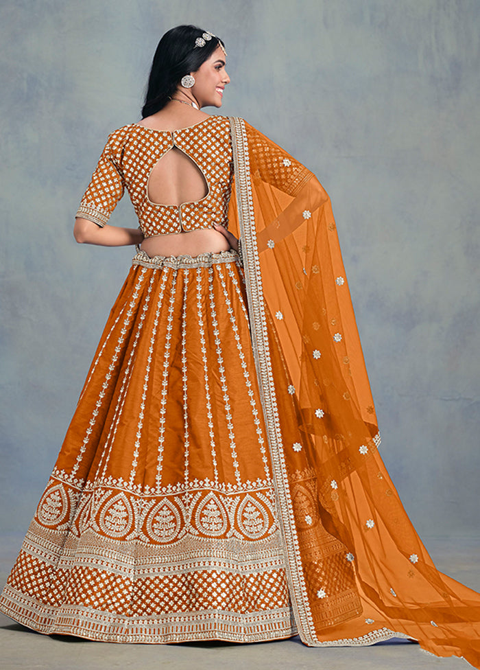 Yellow Blended Silk Lehenga Set