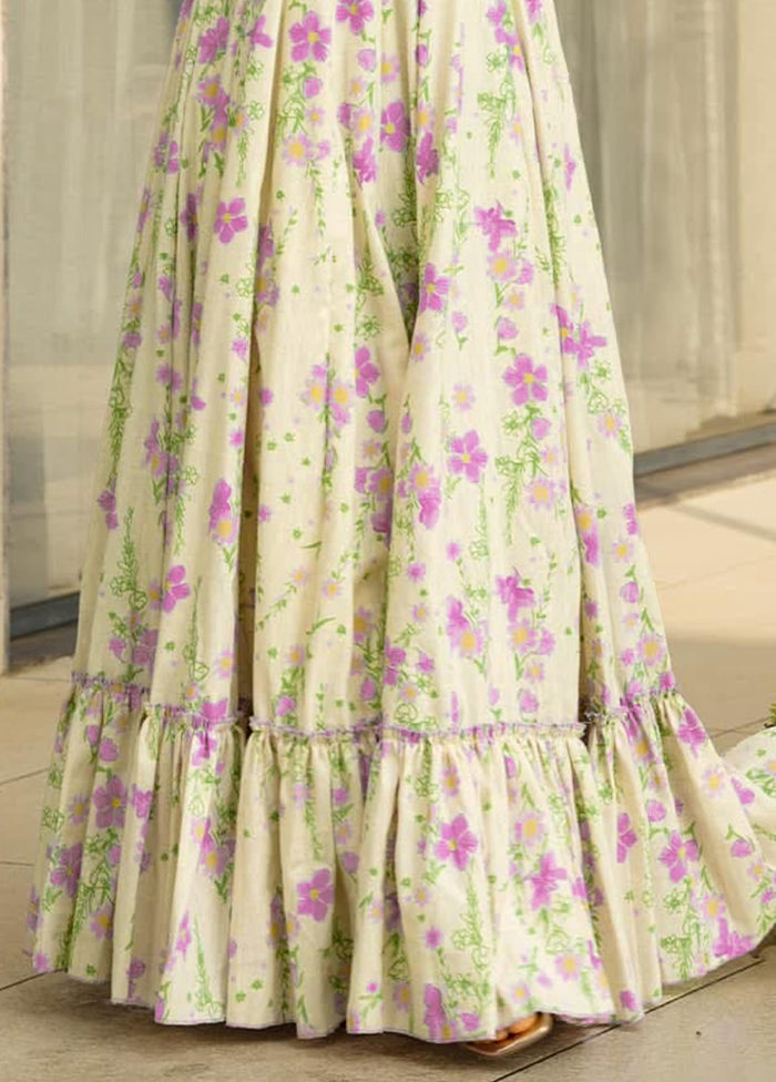 Off White Readymade Rayon Gown