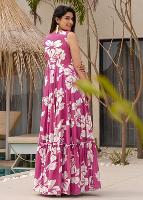 Pink Readymade Rayon Gown