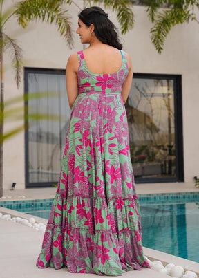 Mint Green Readymade Rayon Gown