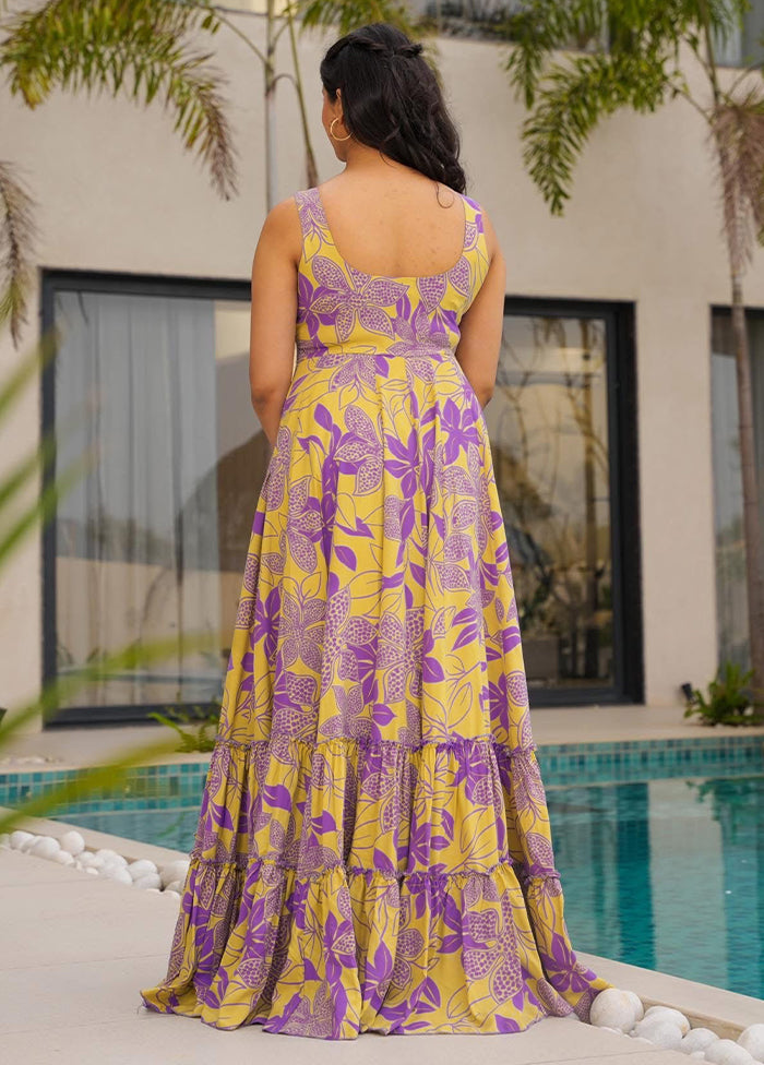 Yellow Readymade Rayon Gown