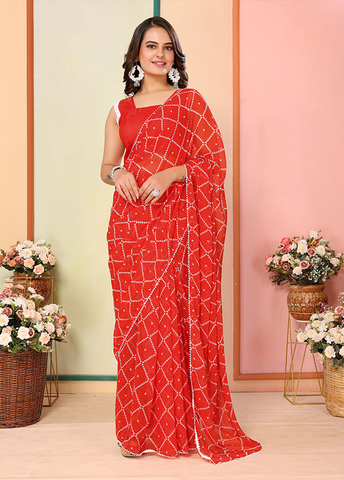 Red Georgette Ready to wear Saree