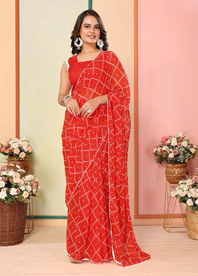 Red Georgette Ready to wear Saree