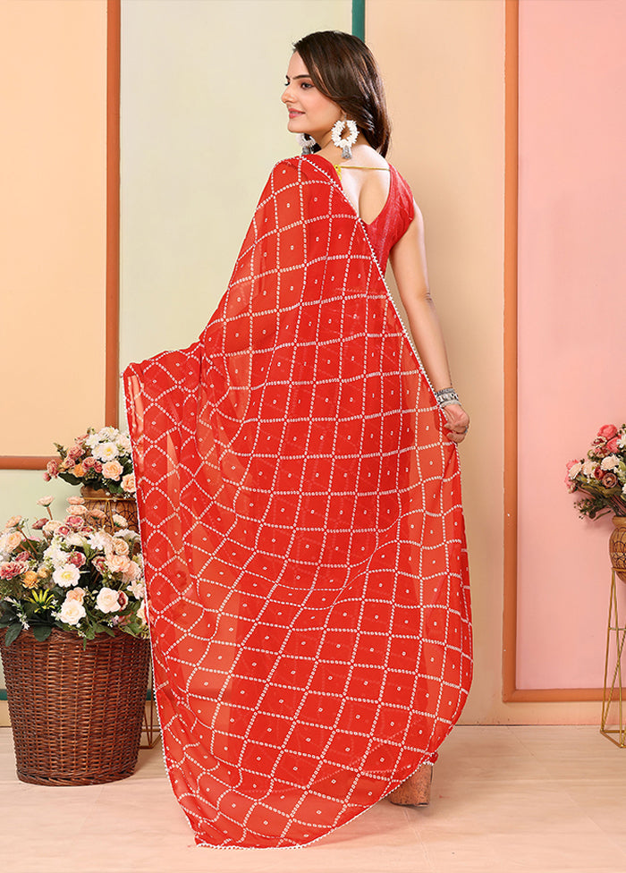 Red Georgette Ready to wear Saree