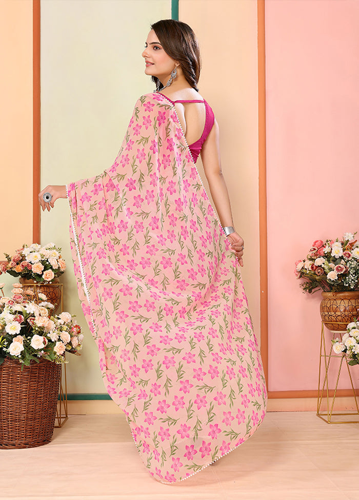 Pink Georgette Ready to wear Saree