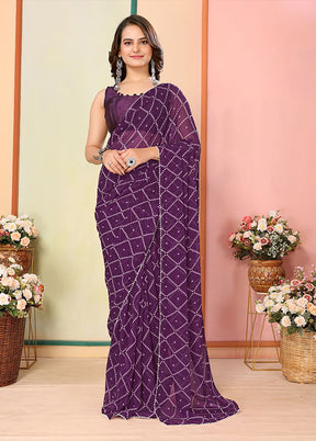 Purple Georgette Ready to wear Saree