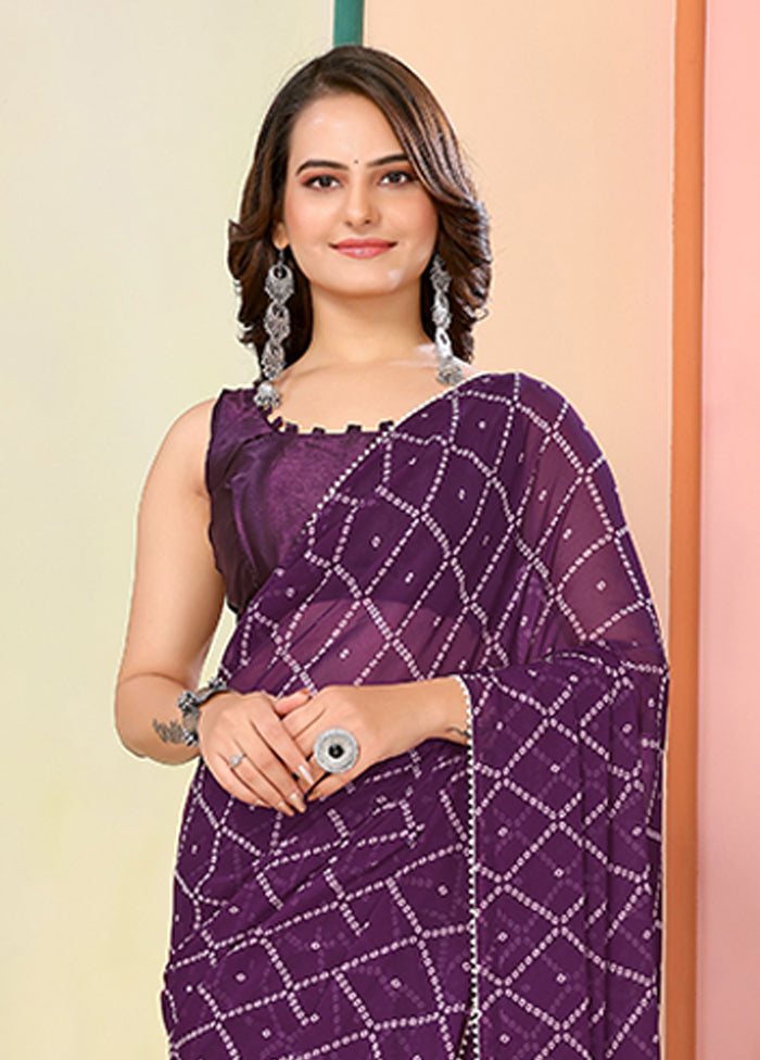 Purple Georgette Ready to wear Saree