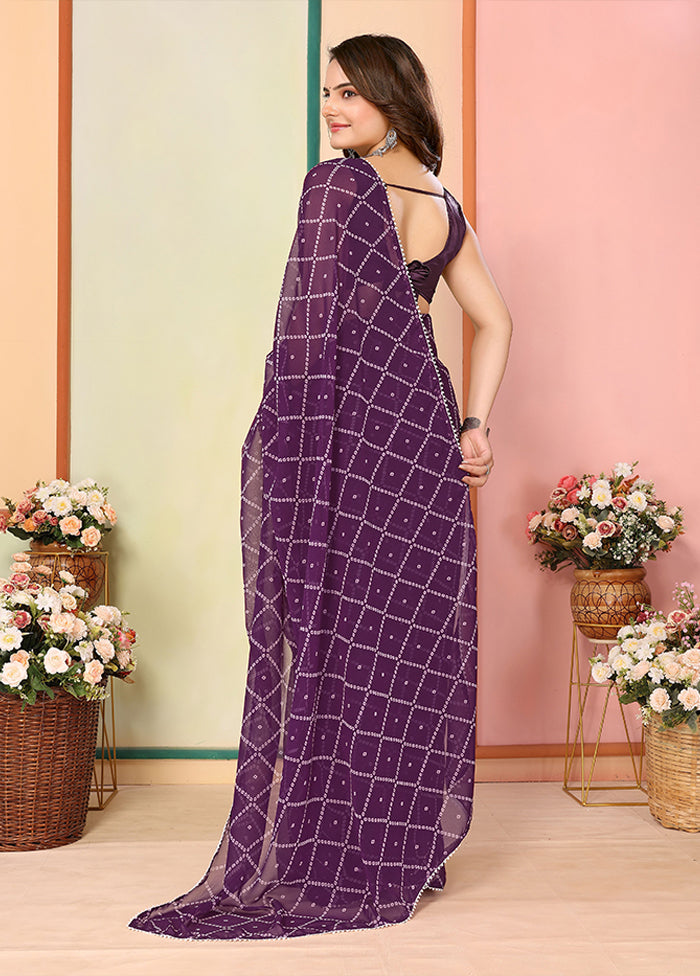 Purple Georgette Ready to wear Saree