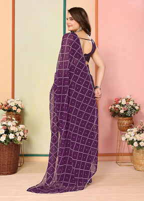 Purple Georgette Ready to wear Saree