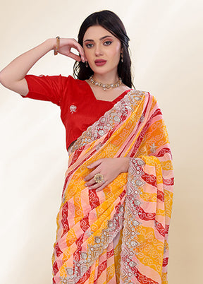 Yellow Georgette Saree With Blouse Piece