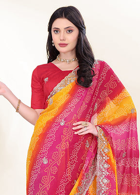 Pink Georgette Saree With Blouse Piece