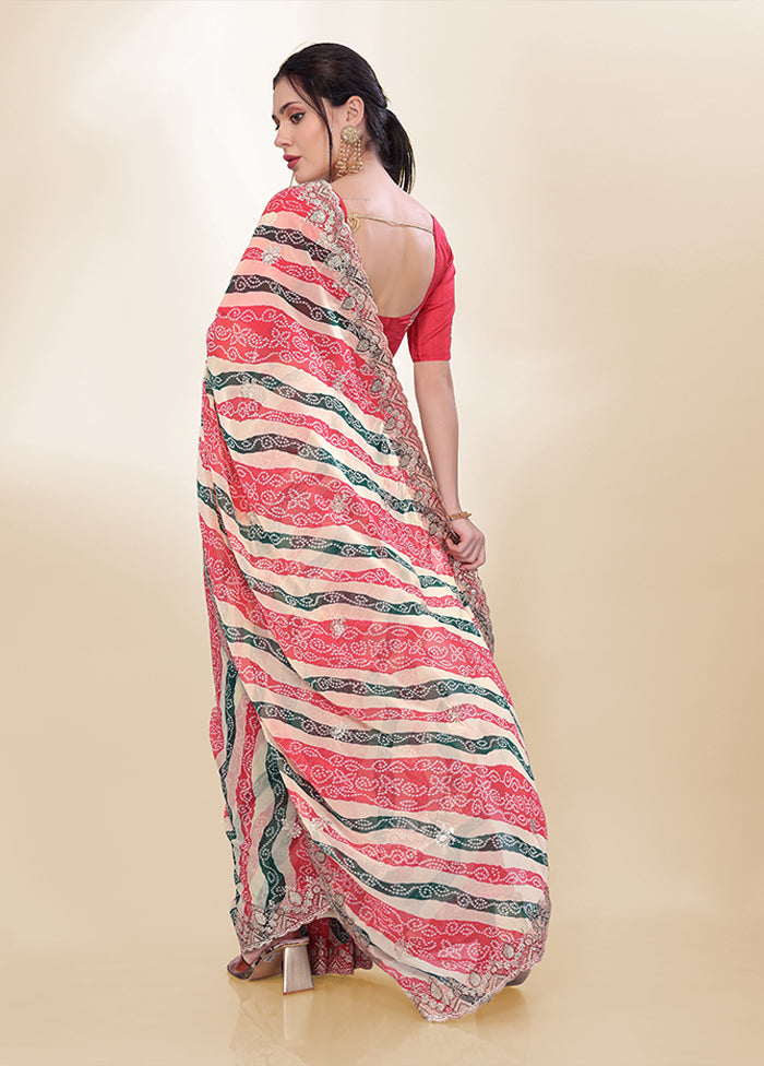 Cream Georgette Saree With Blouse Piece