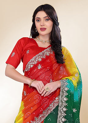 Green Georgette Saree With Blouse Piece