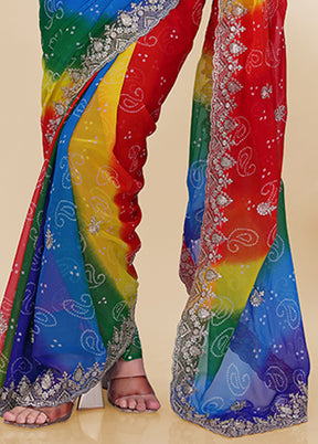 Blue Georgette Saree With Blouse Piece