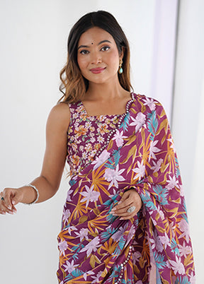 Wine Spun Silk Saree With Blouse Piece