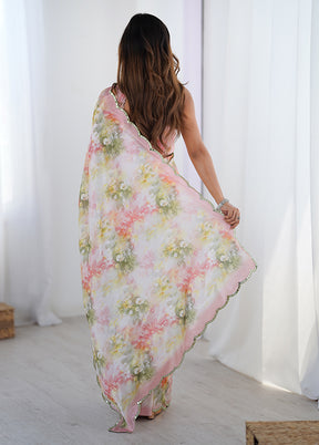 Pink Spun Silk Saree With Blouse Piece