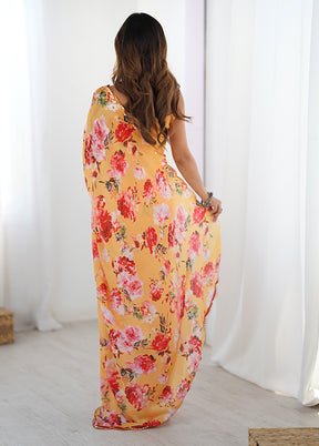 Orange Spun Silk Saree With Blouse Piece