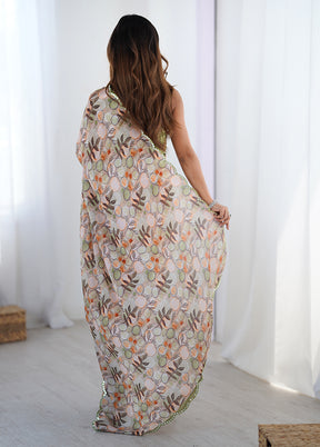 Cream Spun Silk Saree With Blouse Piece