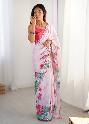 Cream Spun Silk Saree With Blouse Piece