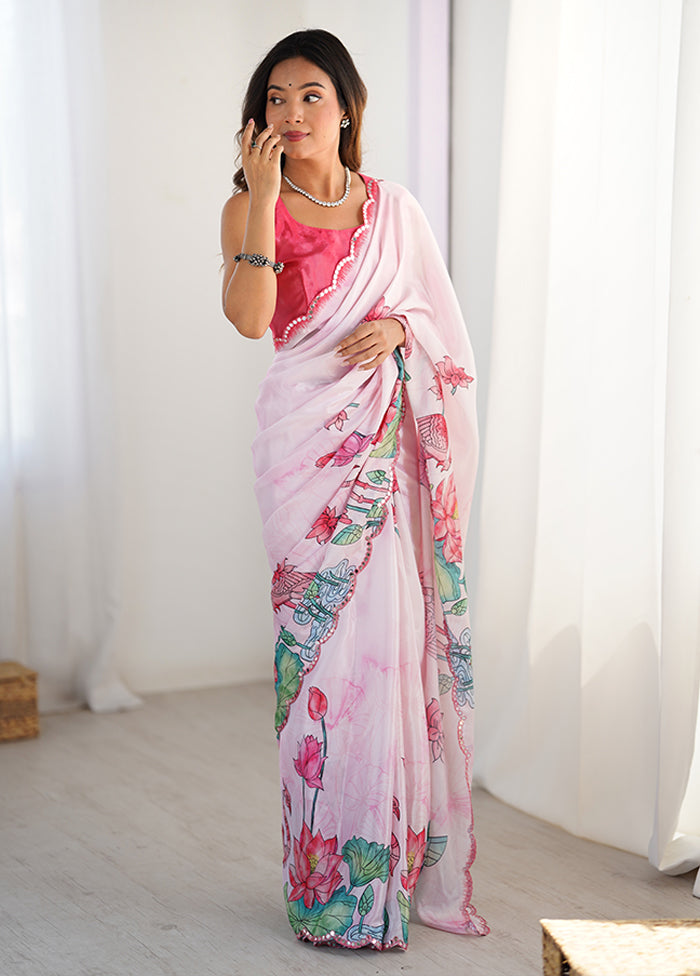 Cream Spun Silk Saree With Blouse Piece
