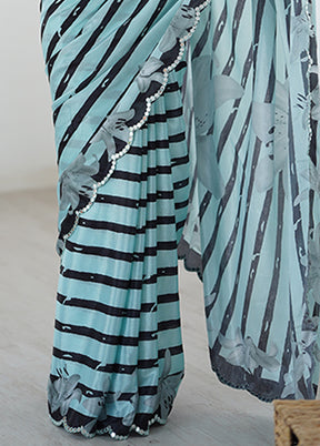 Green Spun Silk Saree With Blouse Piece