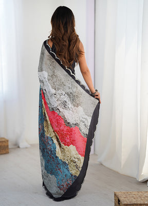 Grey Spun Silk Saree With Blouse Piece