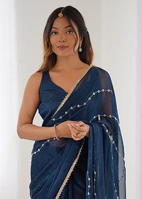 Brown Spun Silk Saree With Blouse Piece