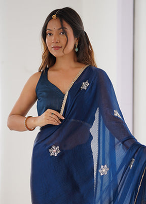 Brown Spun Silk Saree With Blouse Piece