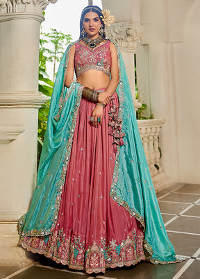 Pink Blended Silk Lehenga Set
