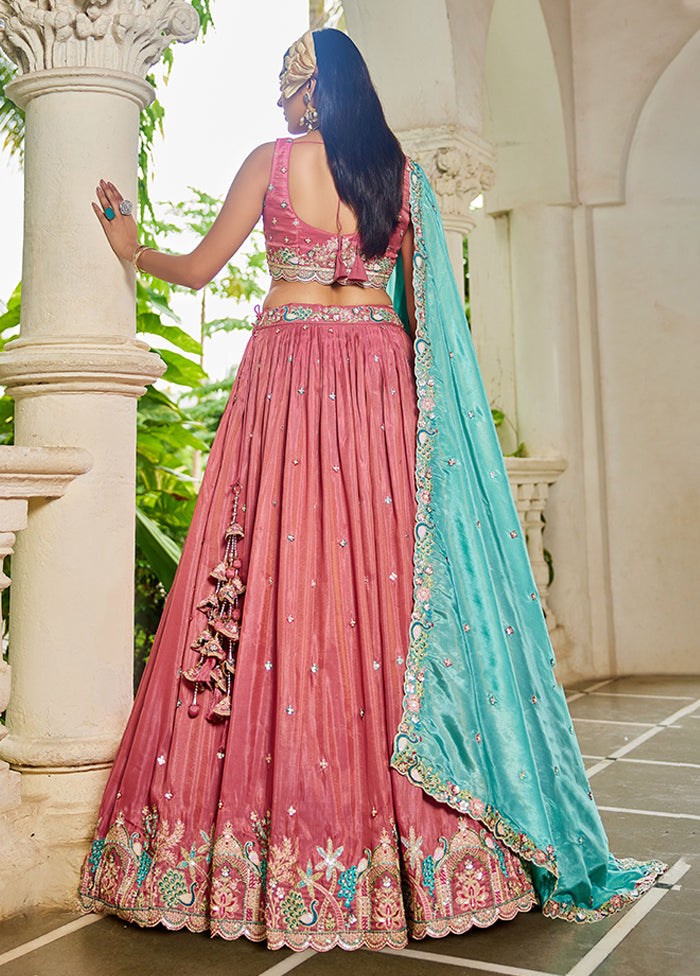 Pink Blended Silk Lehenga Set