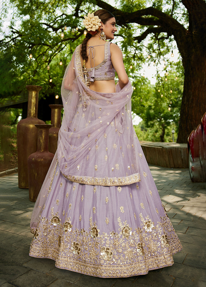 Purple Blended Silk Lehenga Set
