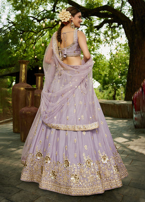 Purple Blended Silk Lehenga Set