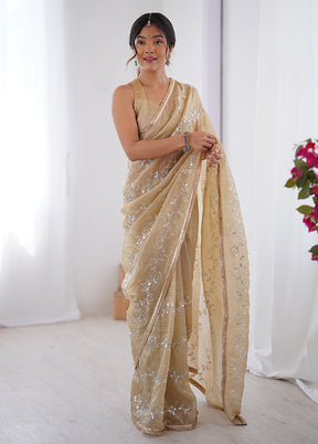Brown Spun Silk Saree With Blouse Piece