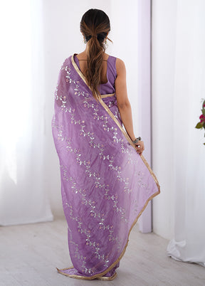 Purple Spun Silk Saree With Blouse Piece