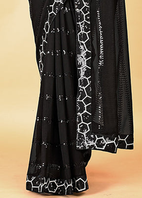 Black Georgette Saree With Blouse Piece