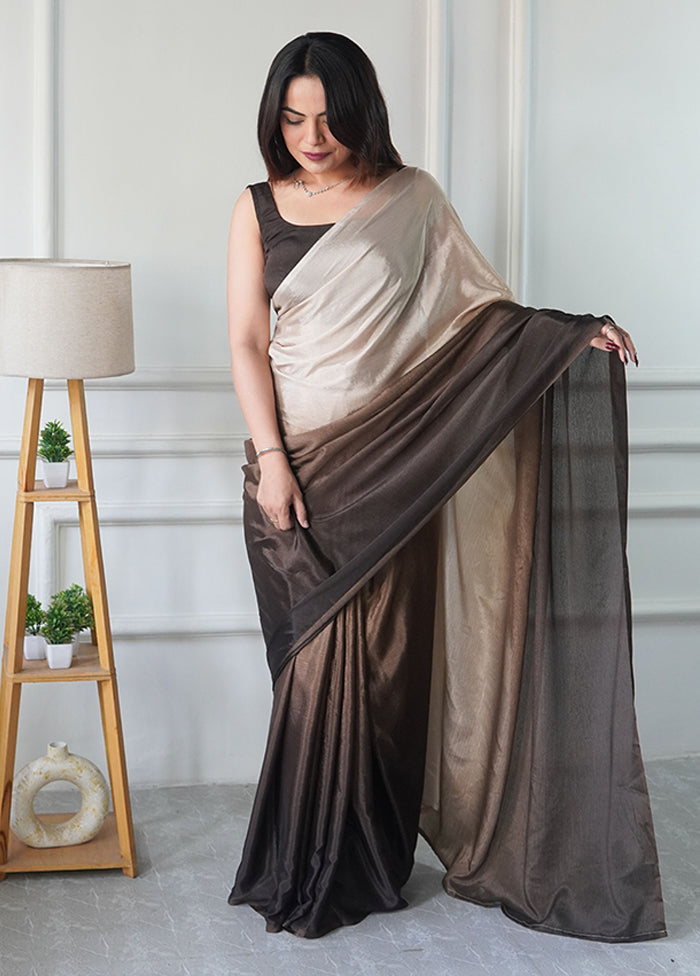 Brown Spun Silk Ready to wear Saree