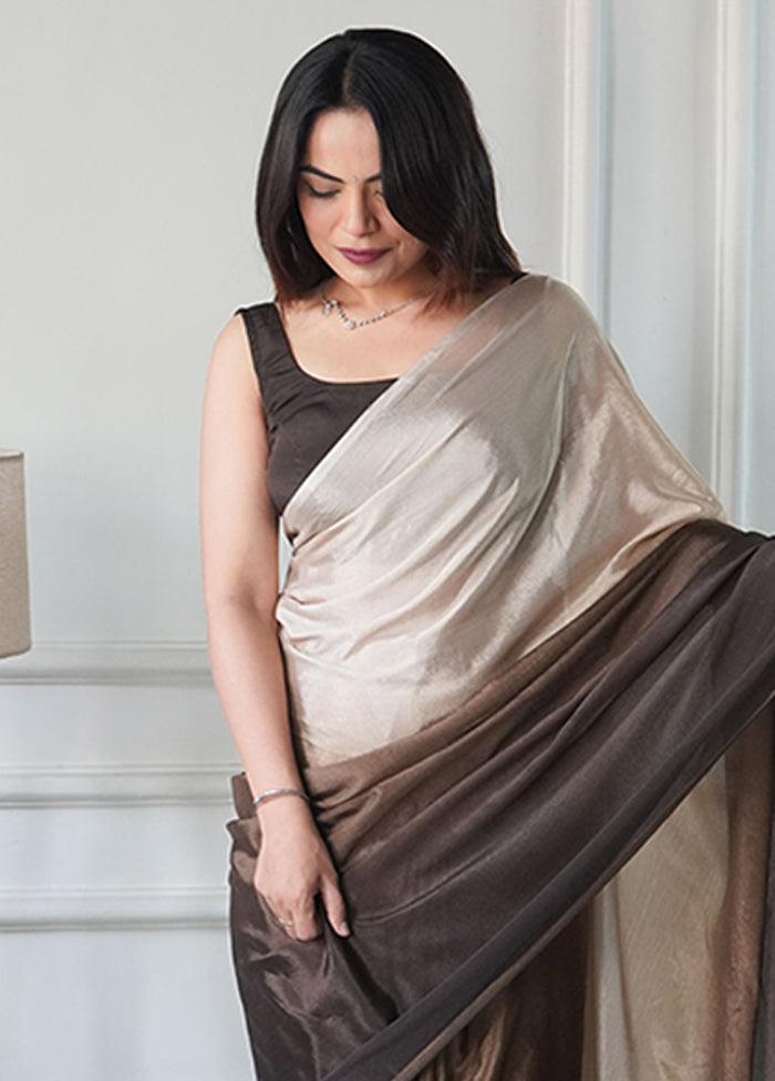Brown Spun Silk Ready to wear Saree