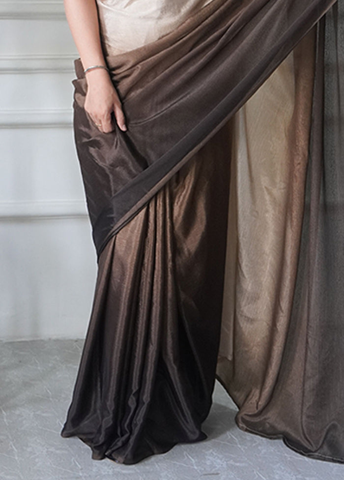 Brown Spun Silk Ready to wear Saree