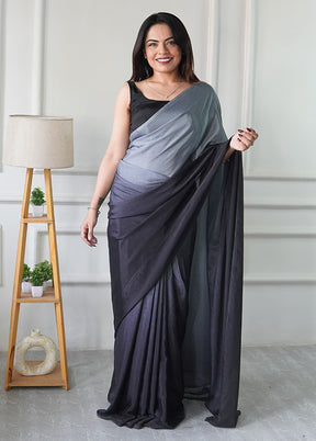 Grey Spun Silk Ready to wear Saree