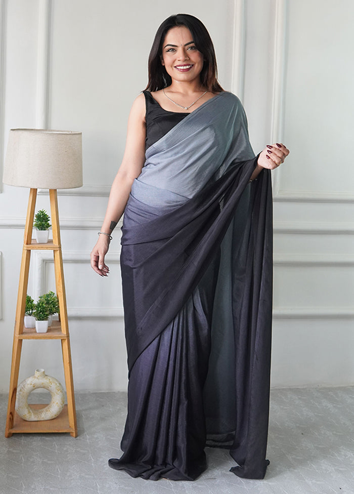 Grey Spun Silk Ready to wear Saree