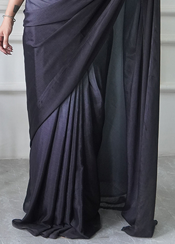 Grey Spun Silk Ready to wear Saree