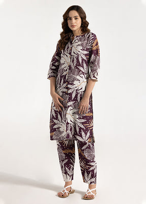 2 Pc Purple Silk Kurti Set