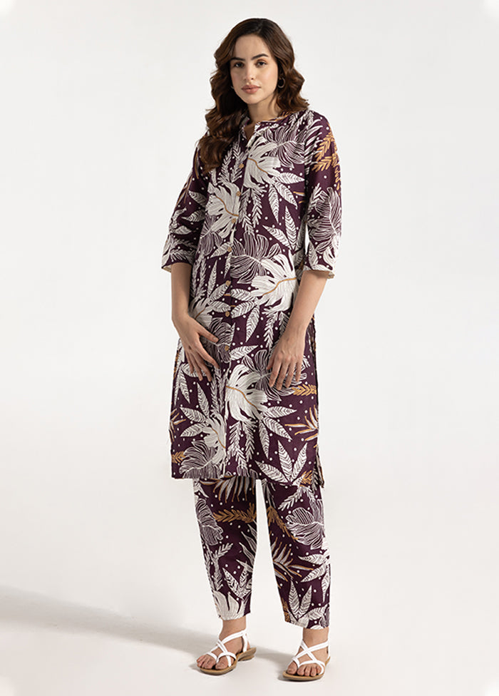2 Pc Purple Silk Kurti Set