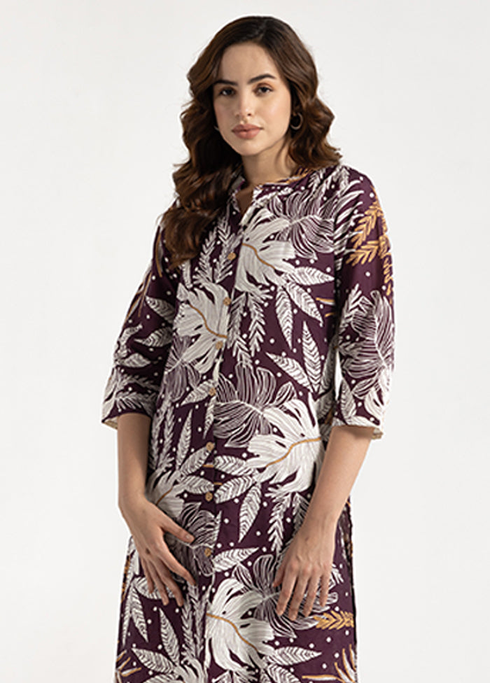 2 Pc Purple Silk Kurti Set