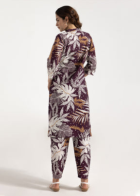 2 Pc Purple Silk Kurti Set