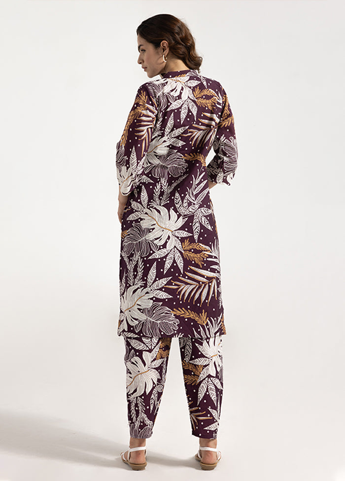 2 Pc Purple Silk Kurti Set