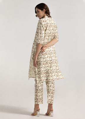 2 Pc Brown Silk Kurti Set